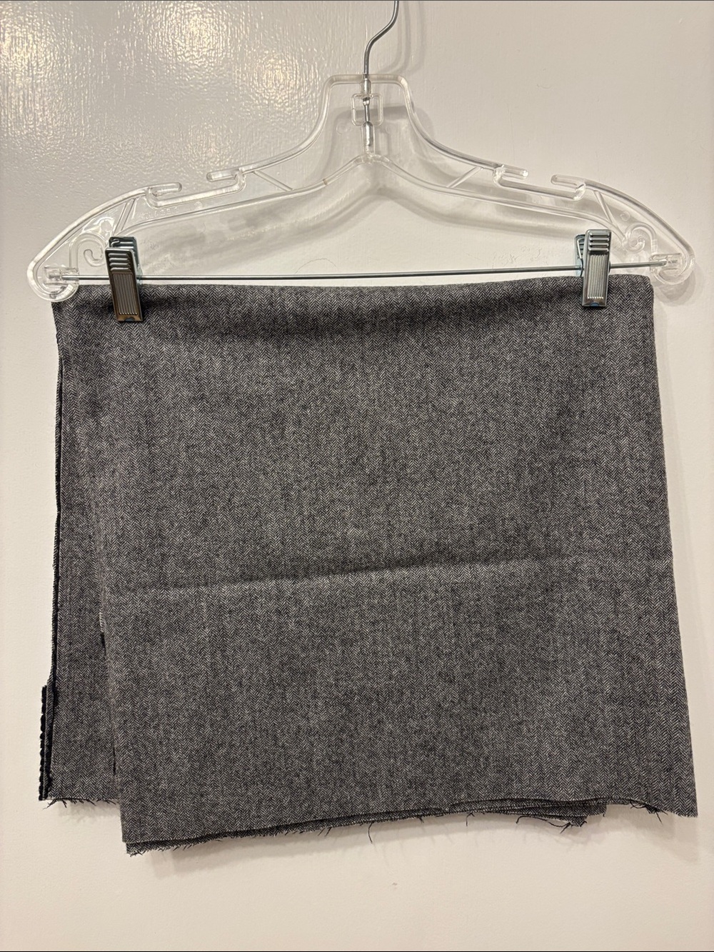 2 Pieces Gray Herringbone Wool Fabric - 60 x 30 inches